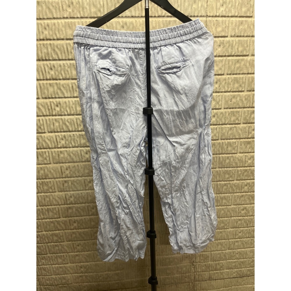 J. Crew Womens Light Blue Linen Cropped Drawstring Pants Size Medium Relaxed Fit - Picture 3 of 4